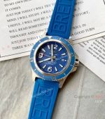 Breitling Superocean II 46mm Watches Blue Dial Blue Rubber Strap-Knock off Breitling Watches Sale